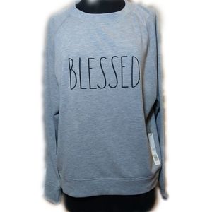 RAE DUNN. 'BLESSED.' Heather grey, oversized, Sz L